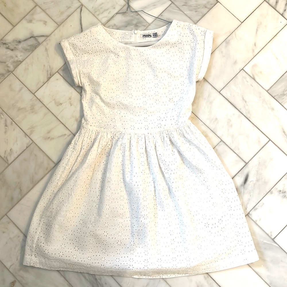 Johnnie B Girls White Eyelet Dress, Size 11-12 year